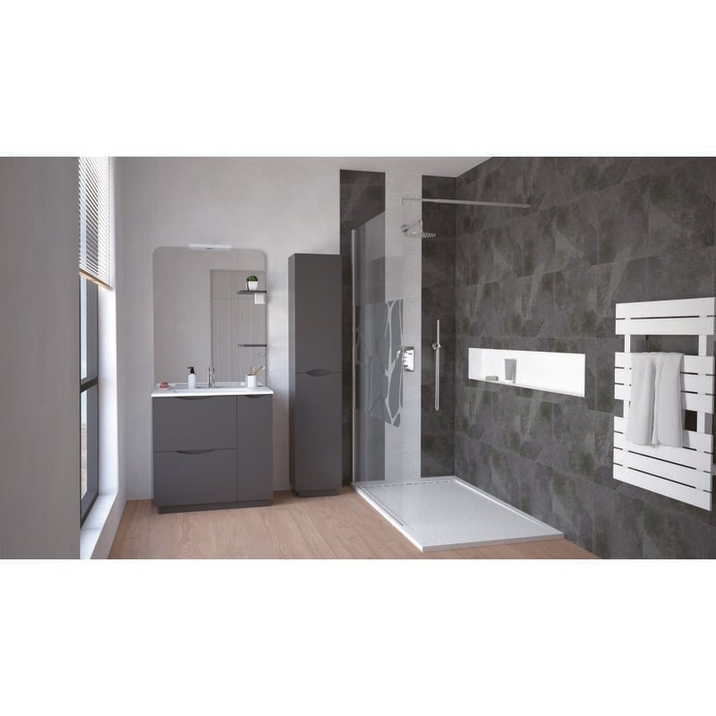Ondee - Meuble à poser palermo - 80cm - Gris anthracite - laqué - Livré en kit