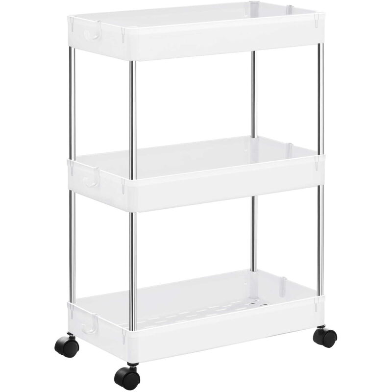 Meuble à roulettes à 3 étagères, blanc - KSC009W01