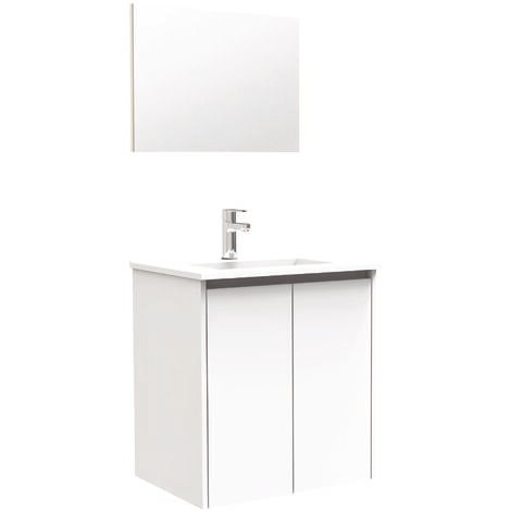 Meuble à suspendre IVAN S+ - L80cm - 2P - Blanc - Mélaminé - Livré en kit