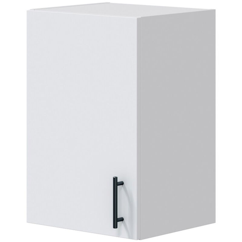Meuble à suspendre, meuble haut de cuisine mural avec 1 porte coloris blanc brillant - hauteur 59 x longueur 40 x profondeur 34 cm