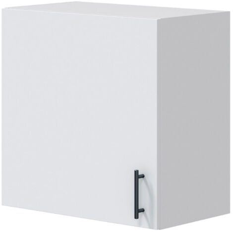 Meuble à suspendre, meuble haut pour cuisine avec 1 porte coloris blanc brillant - hauteur 59 x longueur 60 x profondeur 34 cm