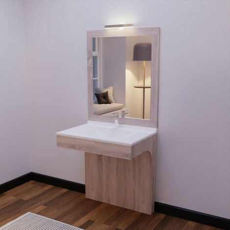 Meuble ALTEA 80 cm avec plan vasque et miroir Miralt - Cambrian oak - Bois