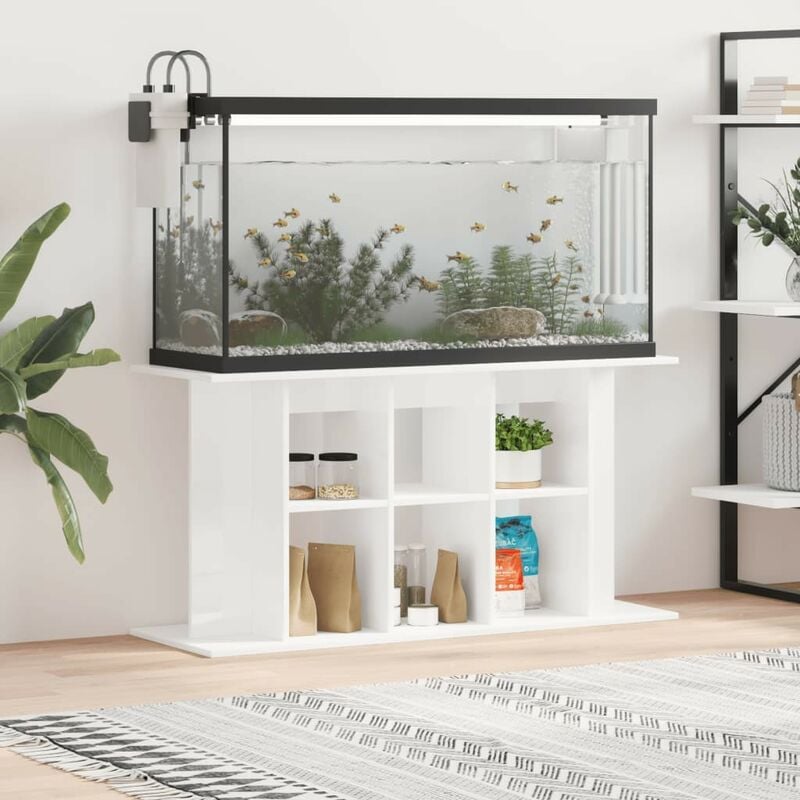 Meuble Aquariums Support Blanc Brillant 120 x 40 cm. 1 étagère Support solide et stable pour aquariums - Blanc Brillant