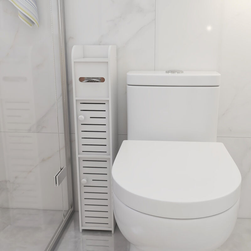 Meuble Armoire Colonne de Salle de Bain, Meuble de Rangement en pp pour Salle et Buanderies, 78 x 17 x 15 cm