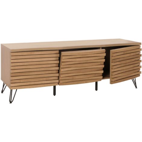 Meuble avec deux portes et un abattant 4 compartiments de rangement 52x142x44 cm bois de manguier aspect naturel 040007871