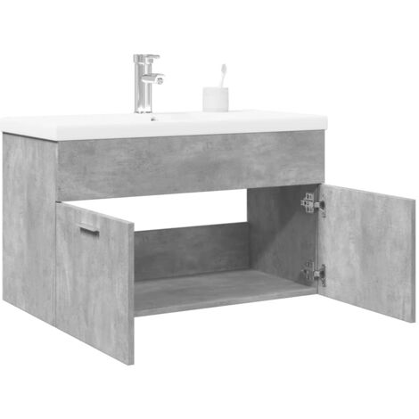 Meuble avec vasque inclus, Armoire d'évier et Lavabo gris béton FR891801 DESIGN IN