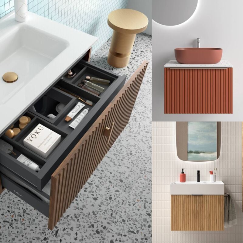 Salgar - Meuble bain suspendu banorighe 1 tiroir, 12 couleurs, 5 largeurs