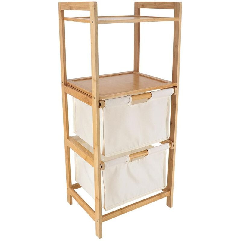 Meuble bambou 2 panieres polyester + etageres - naturel bambou Tendance