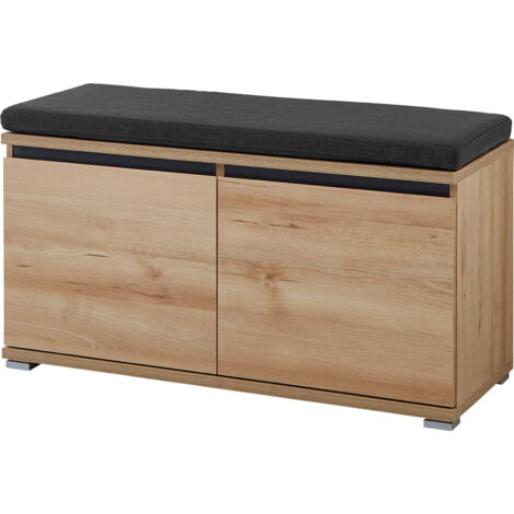 Meuble/banc à Chaussures 8 paires en bois avec coussin