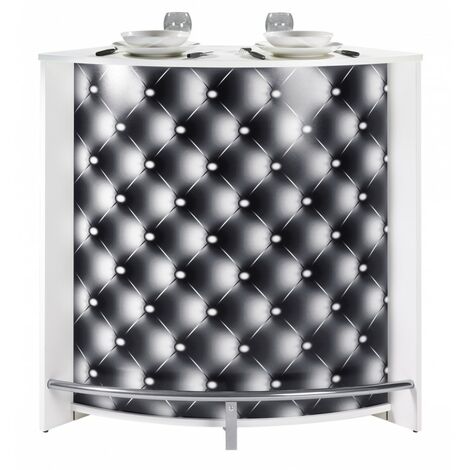 Meuble Bar Comptoir Cuisine Blanc 107 cm - Coloris: Capitons 911