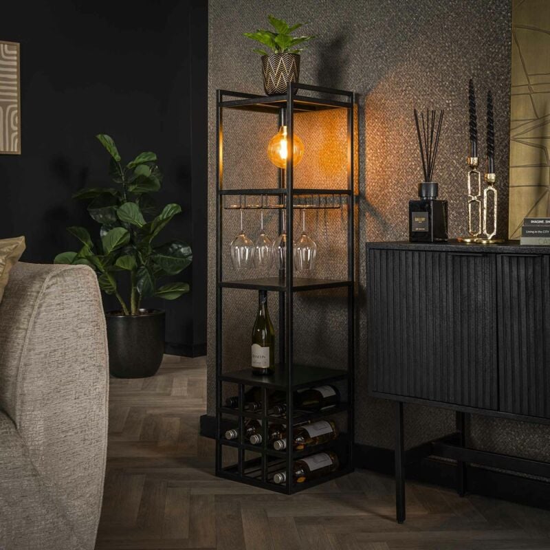 Pier Import - Meuble bar éclairé avec emplacement bouteilles et verres ralf