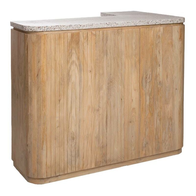 Made In Meubles - Meuble bar en angle bois de manguier et terrazzo Lou