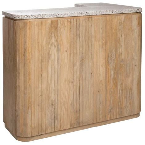 Meuble bar en angle bois de manguier et terrazzo Lou