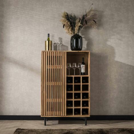 Meuble bar en bois d'acacia motif baguette MELBOURNE