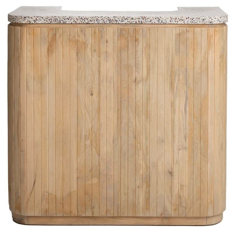 Made In Meubles - Meuble bar en bois de manguier et terrazzo Lou