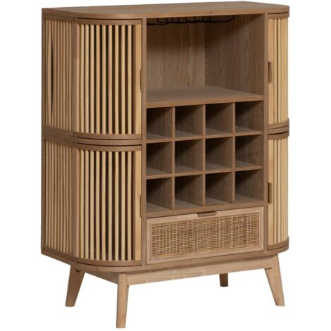 MADE IN MEUBLES Meuble bar en bois de pin et cannage Guido