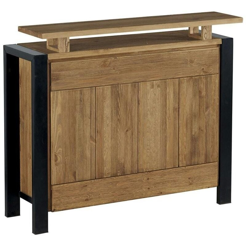 Pier Import - Meuble bar pin massif brossé 2 tiroirs 126cm loundge