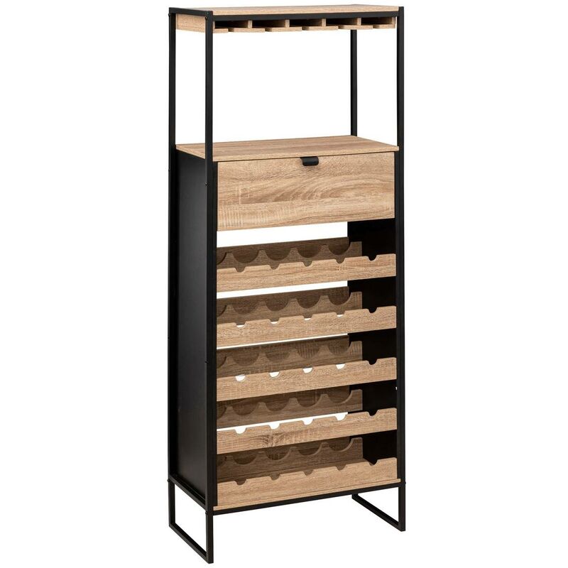 5five Simply Smart - Meuble bar x25 bouteuilles aliaj effet chêne naturel - 5five