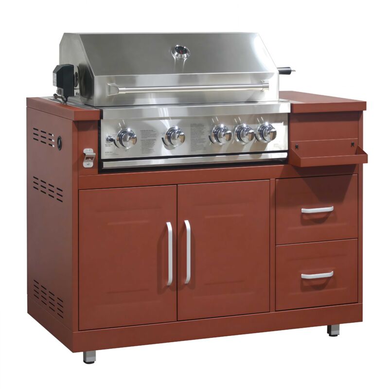 Meuble barbecue gaz 4 brûleurs et rôtissoire cuisine extérieure brique Meuble barbecue gaz 4 brûleurs et rôtissoire cuisine extérieure brique