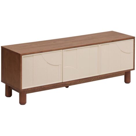 Meuble bas 2 portes 4 étagères Jilani marron 140x40cm - Atmosphera créateur d'intérieur