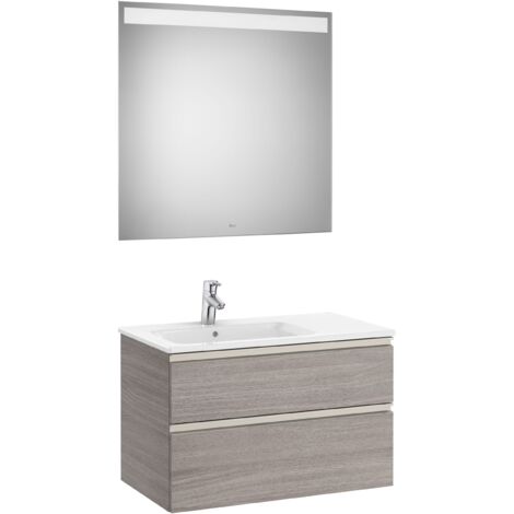 Meuble bas 2 tiroirs + lavabo gauche + miroir LED THE GAP - ROCA