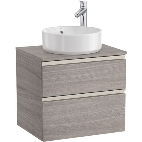 Meuble bas 2 tiroirs pour vasque centrale THE GAP - ROCA Coloris : Chêne City texturé - Dimensions : 605x460x537 mm