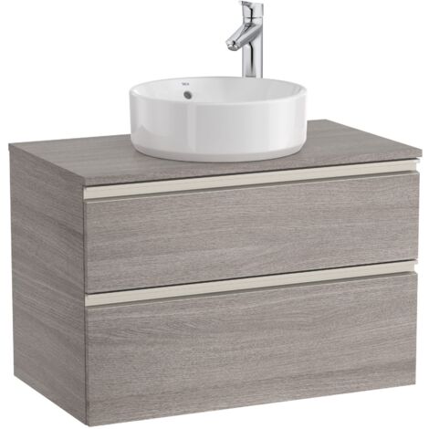 Meuble bas 2 tiroirs pour vasque centrale THE GAP - ROCA Coloris : Chêne City texturé - Dimensions : 805x460x537 mm
