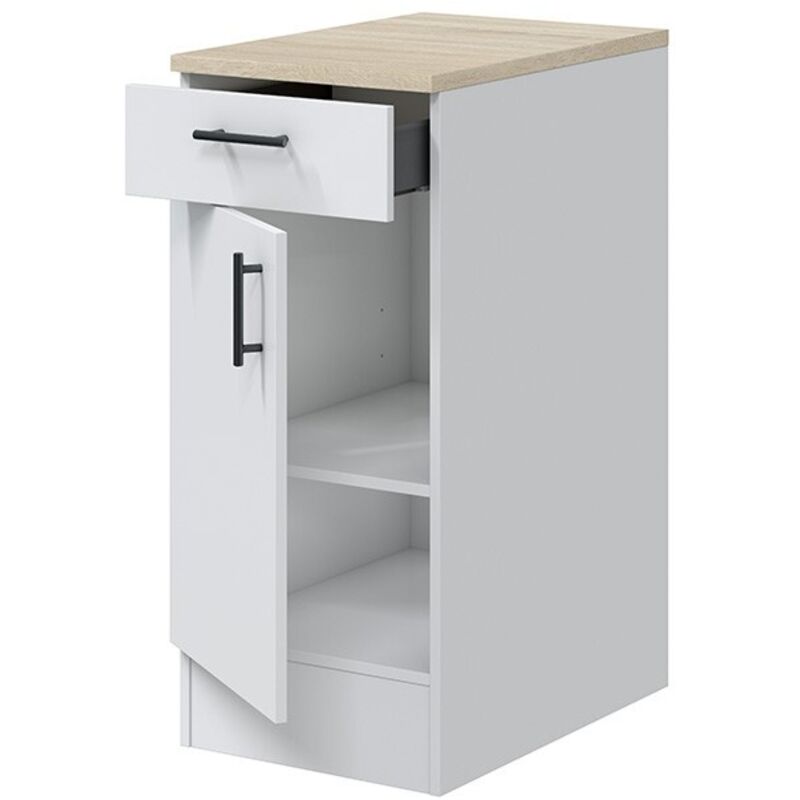 Abitare - Meuble bas 40 cm avec une porte et un tiroir blanc - Chiria