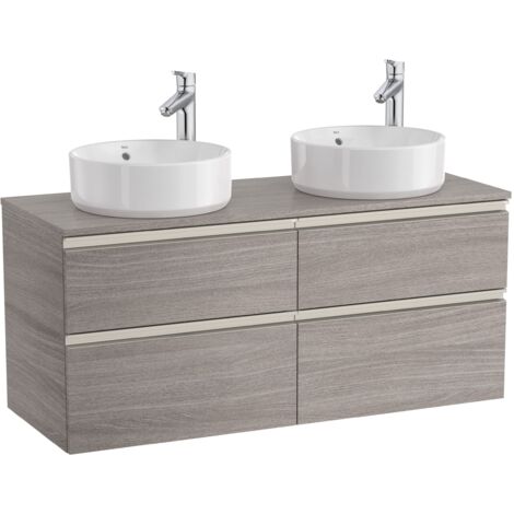 Meuble bas à 4 tiroirs pour 2 lavabos THE GAP - ROCA Couleur : Chêne City texturé