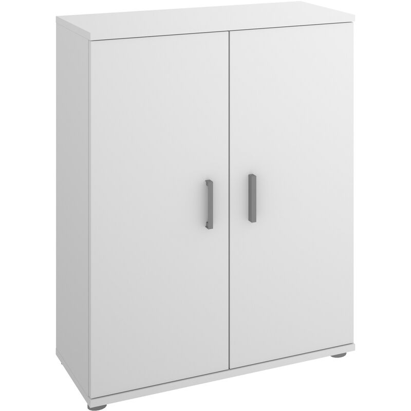 Meuble bas avec 2 portes en panneaux de particules mélaminés coloris blanc - Longueur 60.9 x Profondeur 35 x Hauteur 83.8 cm Pegane
