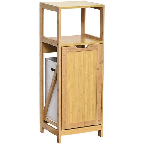 Meuble bas salle de bain avec panier à linge intégré Monako Grey OAK