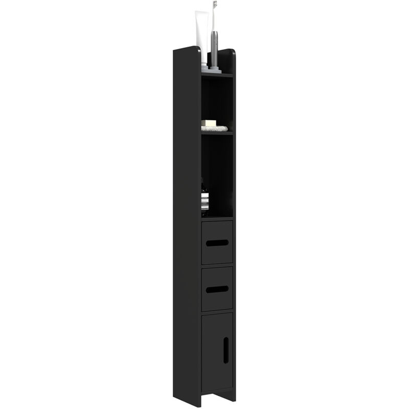Meuble colonne de salle de bain - kleankin - bois - 15 x 17 x 120 cm - noir