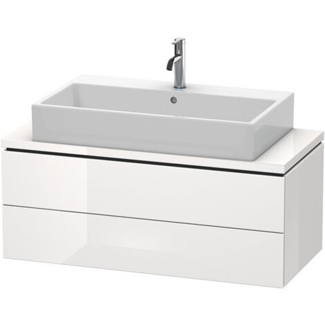 Meuble bas console L-CUBE 400x1020x477mm blanc brillant lack