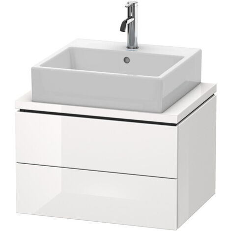 Meuble bas console L-CUBE 400x620x477mm blanc brillant