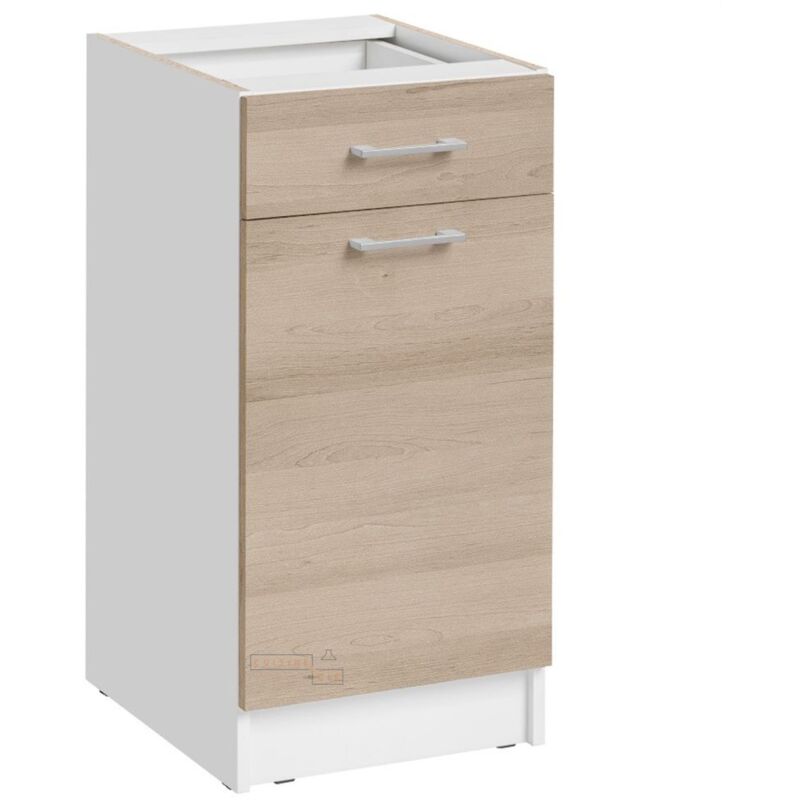 Meuble bas de cuisine Eco Chene Naturel 1 porte 1 tiroir l 40 cm