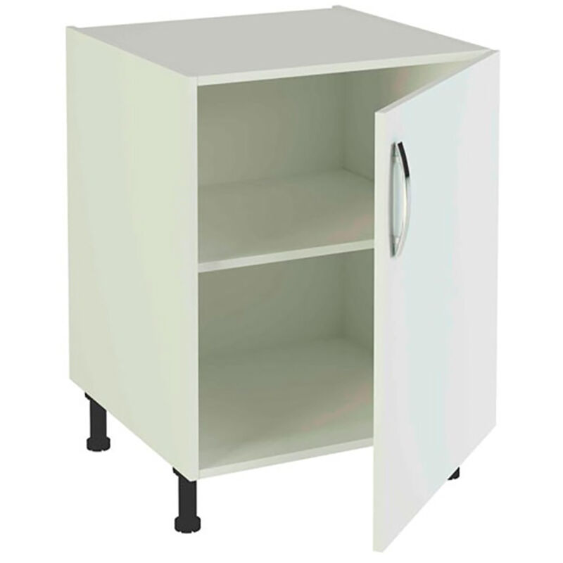 Meuble bas de cuisine 1 porte coloris blanc - Hauteur 85 x Longueur 60 x profondeur 58 cm Pegane