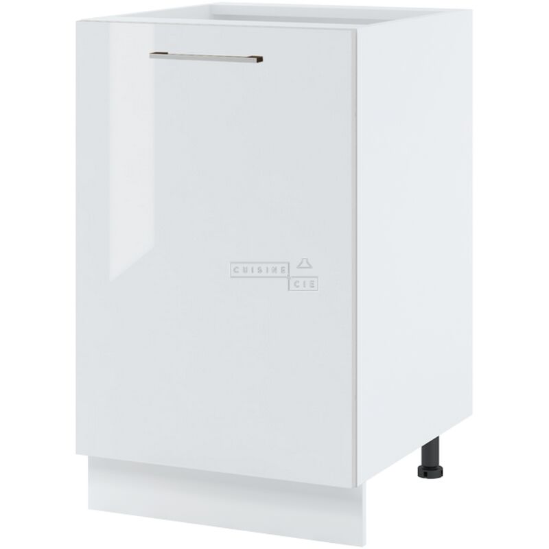 Meuble bas de cuisine Bellissi Blanc Brillant 1 porte L 50 cm - Porte avec poignée apparente White