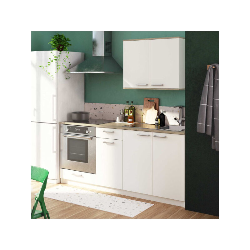 Meuble bas de cuisine 180 cm Blanc/Chêne - matba - l 180 x l 60 x h 85 cm