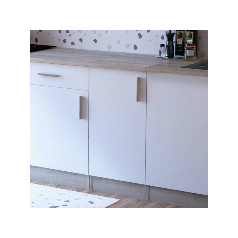 meuble bas de cuisine 40 cm 1 porte blanc/chêne - abinci - l 40 x l 60 x h 85 cm