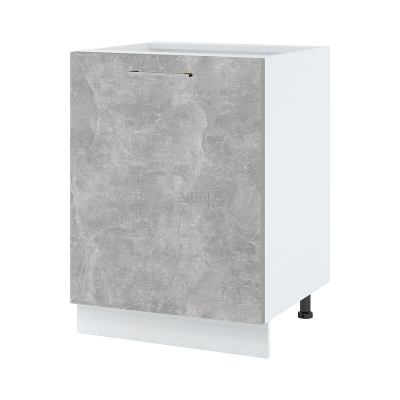 meuble bas de cuisine bellissi beton naturel 1 porte l 60 cm type de poignee: porte avec poignée apparente