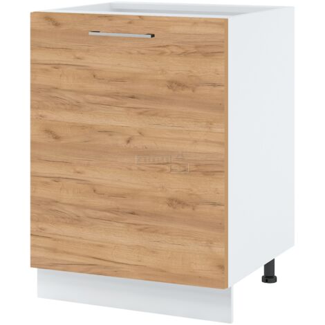 Meuble bas de cuisine Bellissi Chene 1 porte L 60 cm -  Porte avec poignée apparente  Décor chêne brut