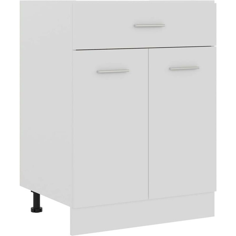 Les Tendances – Meuble bas de cuisine blanc 60x46x81,5 cm – Matériau aggloméré – 1 tiroir et 2 étagères pour rangement optimisé Les Tendances – Meuble bas de cuisine blanc 60x46x81,5 cm – Matériau aggloméré – 1 tiroir et 2 étagères pour rangement optimisé
