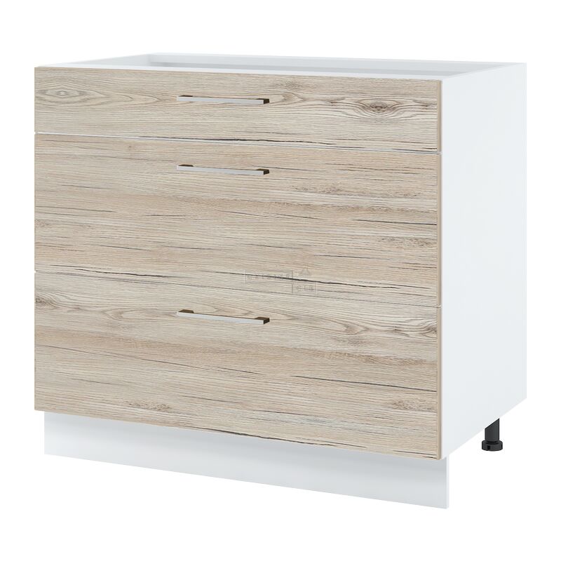 Casserolier Bellissi Noyer Blanchi L 90 cm - Coulisses tiroir avec amortisseur Brown
