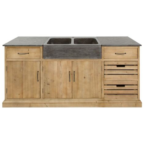 Ilot De Cuisine - Home Deco Factory - Klaus - Rangement - Marron - H90 X L105 X P60 Cm | Leroy Merlin