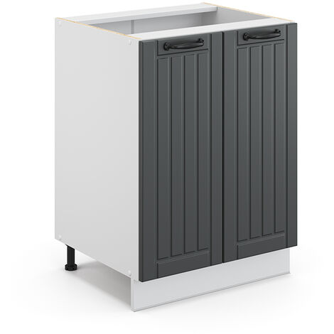 Meuble bas de cuisine Fame-Line, Anthracite campagne, 60 cm sans plan de travail, Vicco