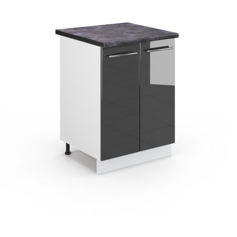 Meuble bas de cuisine Fame-Line, Anthracite Haute brillance, 60 cm , PT Anthracite, Vicco