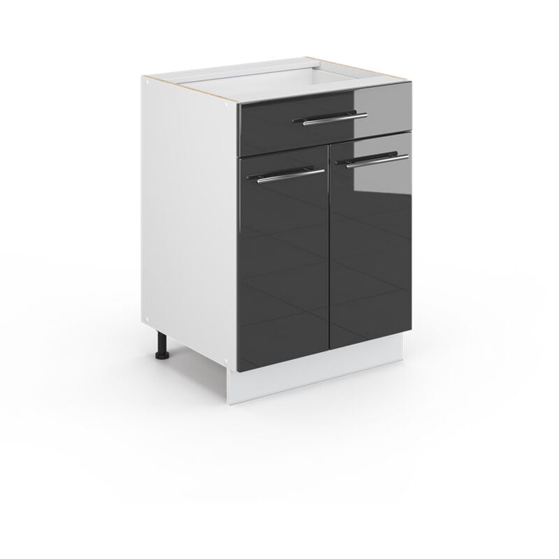 Meuble cuisine Fame-Line, Anthracite Haute brillance, 60 cm avec tiroir, sans plan de travail Vicco