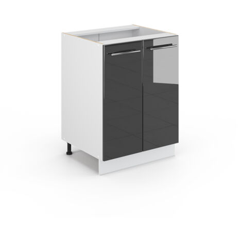 Meuble bas de cuisine Fame-Line, Anthracite Haute brillance, 60 cm sans plan de travail, Vicco