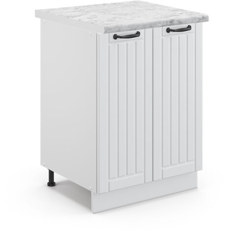 Meuble bas de cuisine Fame-Line, Blanc campagne, 60 cm , PT Marbre, Vicco