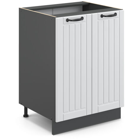 Meuble bas de cuisine Fame-Line, Blanc campagne, 60 cm sans plan de travail, Vicco